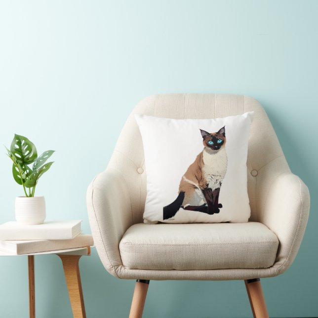 Coussin Amoureux des chats Siamese Cat Art Electric Blue E (Chaise)