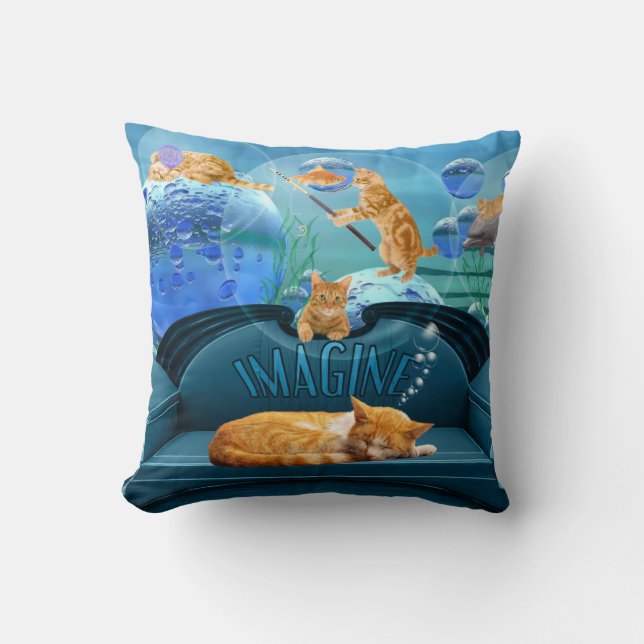 Coussin Amoureux des chats Tabby Dreams Imaginaire (Recto)