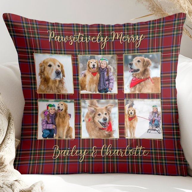 Coussin Amoureux des chiens 6 Photo Personnalisée Plaid Ch (Créateur téléchargé)