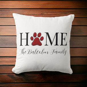 Coussin Amoureux des chiens Accueil Chien Paw Nom de famil