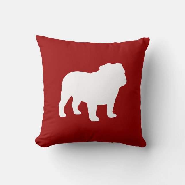 Coussin Amoureux des chiens anglais Silhouette rouge et bl (Recto)