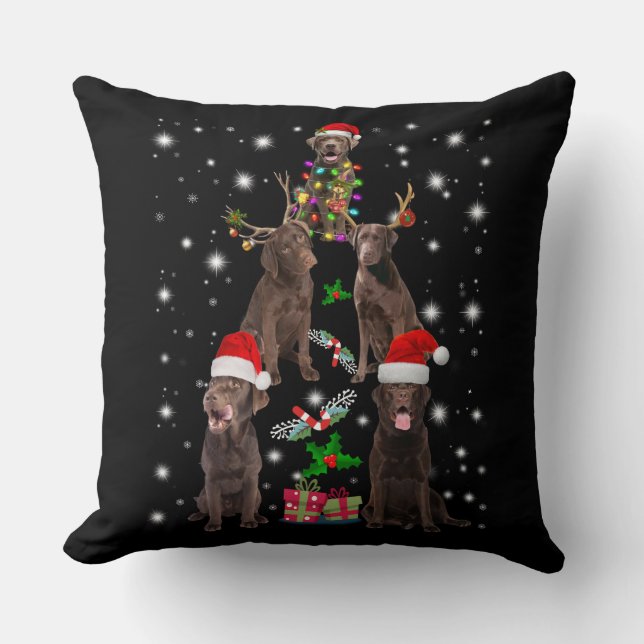 Coussin Amoureux des chiens | Arbre de Noël du Labrador au (Recto)