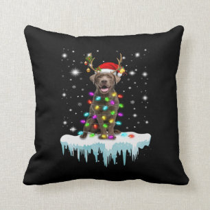 Coussin Amoureux des chiens  Chocolat Labrador Christmas L