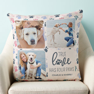 Coussin Amoureux des chiens Customisé 3 Empreinte de patte