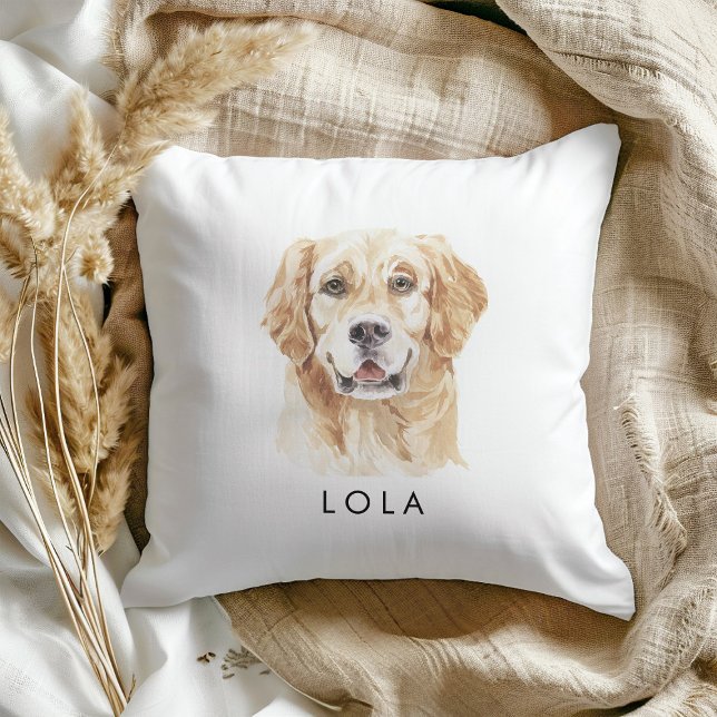 Coussin Amoureux des chiens de recherche d'aquarelle perso (Créateur téléchargé)