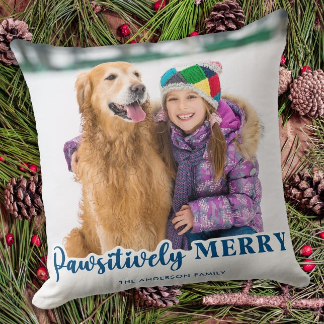 Coussin Amoureux des chiens Fête de Noël Personnalisé Anim (Créateur téléchargé)