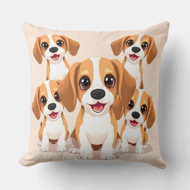 Coussin Amoureux des chiens – Illustration de Beagle de de (Recto)