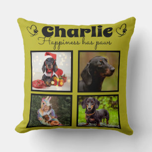 Coussin Amoureux des chiens personnalisé 4 photo collage