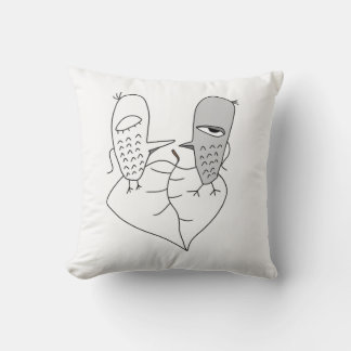 Coussin Amoureux des oiseaux moody automne mignon dessin a