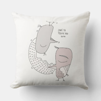Coussin Amoureux des oiseaux moody automne mignon dessin a