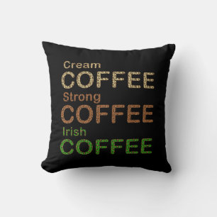 Coussin Amoureux du café Buveurs, Irish Coffee, Léopard