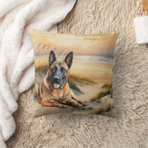 Coussin Amoureux du Malinois belge Plage de sable