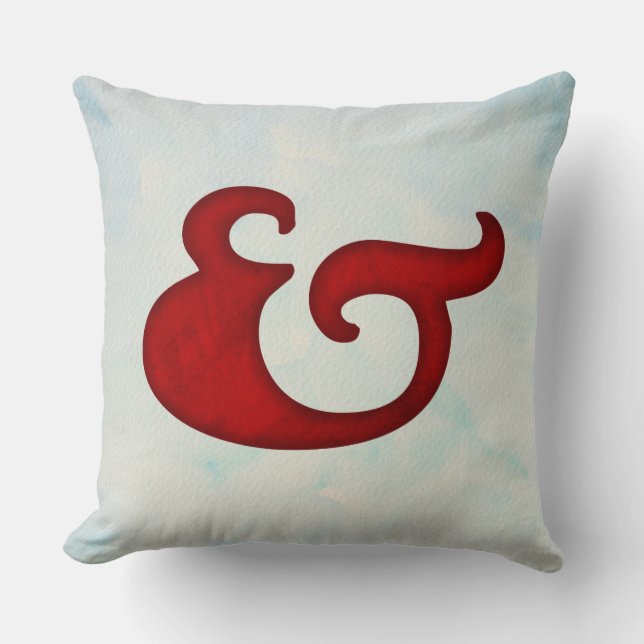Coussin Ampersand aquarelle nautique | Et signe rouge fant (Recto)