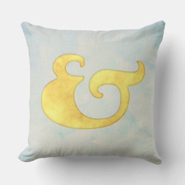 Coussin Ampersand aquarelle nautique | Jaune + couleur cie (Recto)