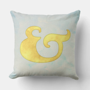 Coussin Ampersand aquarelle nautique Jaune + couleur du