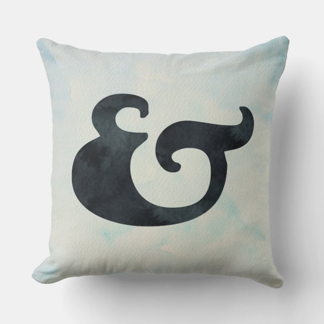 Coussin Ampersand aquarelle nautique | Noir et couleurs de (Recto)
