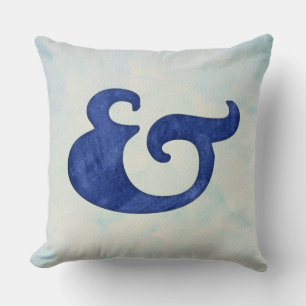 Coussin Ampersand aquarelle nautique Nuances de bleu