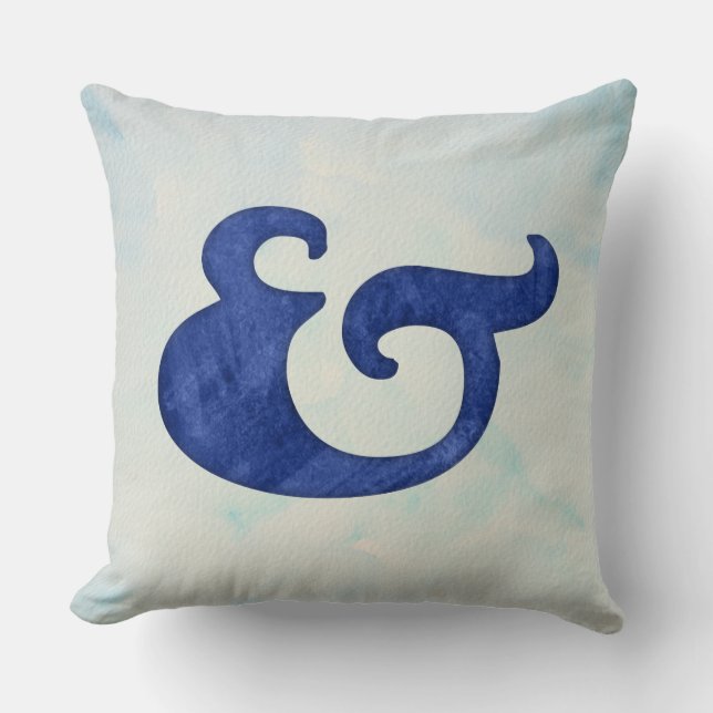 Coussin Ampersand aquarelle nautique | Nuances de bleu (Recto)