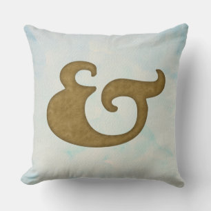 Coussin Ampersand aquarelle nautique Or et couleurs de l