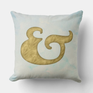 Coussin Ampersand d'aquarelle #Nautical   Or pour API