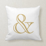 Coussin Ampersane blanche et or<br><div class="desc">L'esperluette d'or sur arrière - plan blanc.</div>