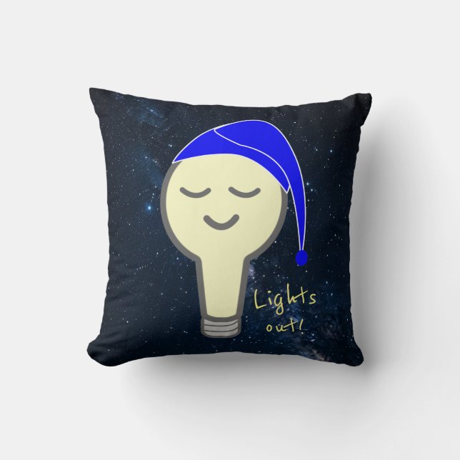 Coussin Ampoule avec fond étoilé 'Lumières éteintes'  (Recto)
