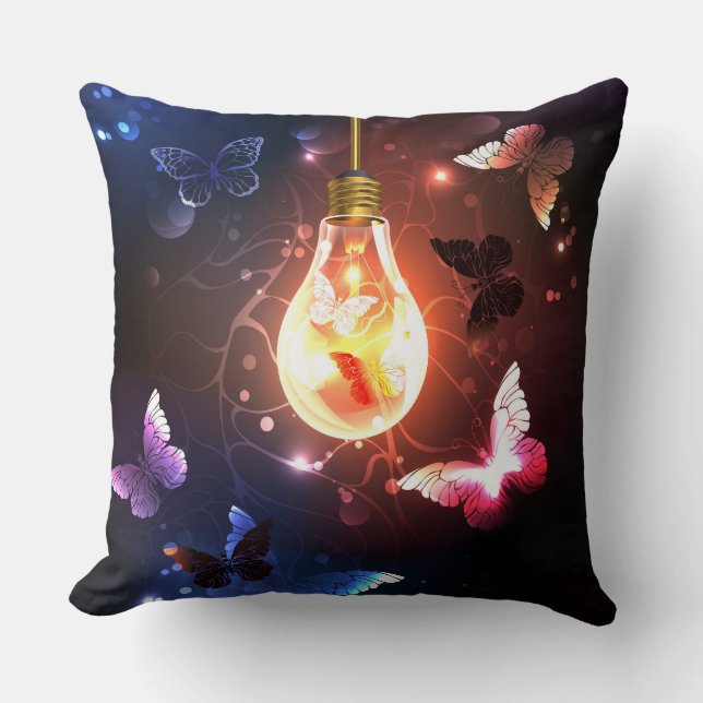 Coussin Ampoule lumineuse avec papillons nocturnes (Recto)