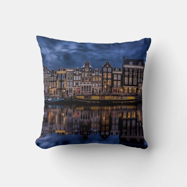 Coussin Amsterdam avec Canaux à Dusk (Recto)