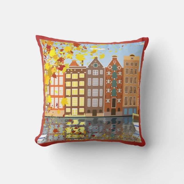 Coussin Amsterdam City Canal Autumn Colorful Jeu d'oreille (Recto)