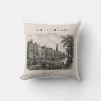 Coussin Amsterdam | Conception de ville de voyage vintage