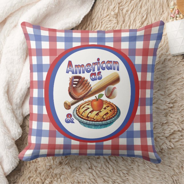 Coussin Amusant américain comme Baseball & Pomme Pie (Couverture)
