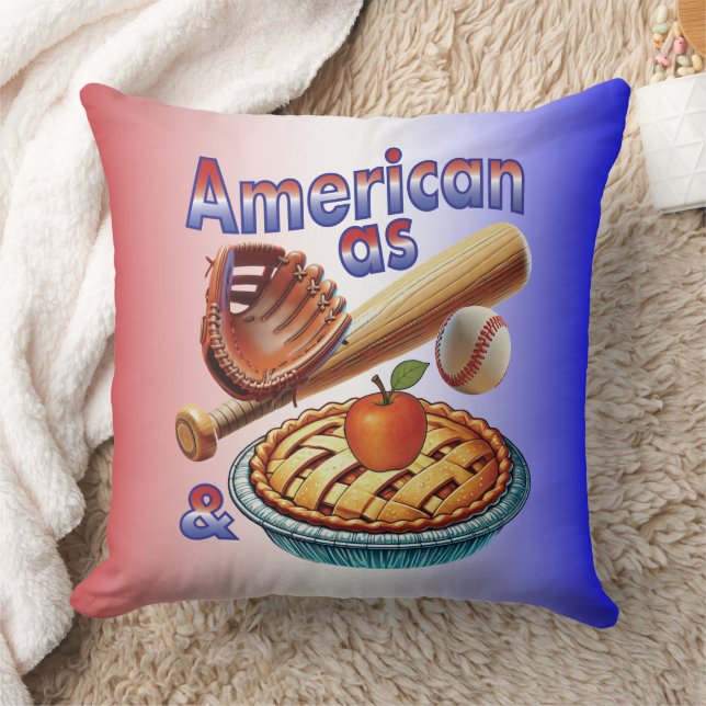 Coussin Amusant américain comme Baseball & Pomme Pie (Couverture)
