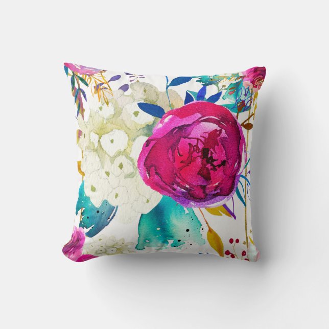 Coussin Amusant Aquarelle Florale Couleur Éclaboussure Bri (Recto)