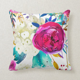 Coussin Amusant Aquarelle Florale Couleur Éclaboussure Bri