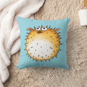 Coussin Amusant dessin animé Puffer Poisson Design