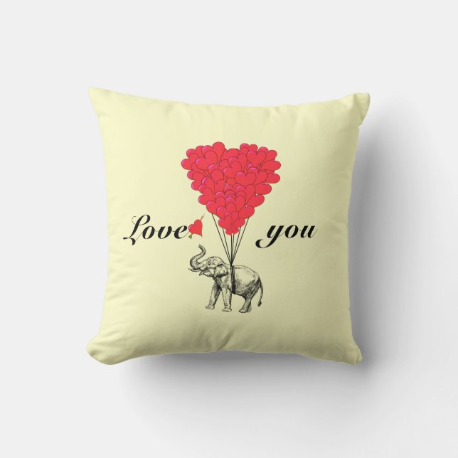 Coussin Amusant éléphant romantique Valentines (Recto)