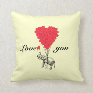 Coussin Amusant éléphant romantique Valentines
