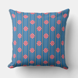 Coussin Amusant et fantaisie Bleu Noël Peppermenthe Bonbon
