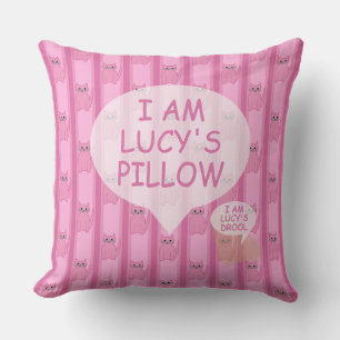 Coussin Amusant et Fantaisie Kitty rayé personnalisable