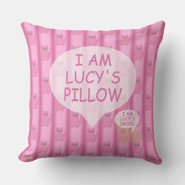 Coussin Amusant et Fantaisie Kitty rayé personnalisable (Recto)