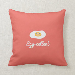 Coussin Amusant Foodie Cute Egg Éggcellé Humour Food Pun