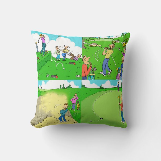 Coussin Amusant Golf Cushion. Golfers Illustrations de gol (Recto)
