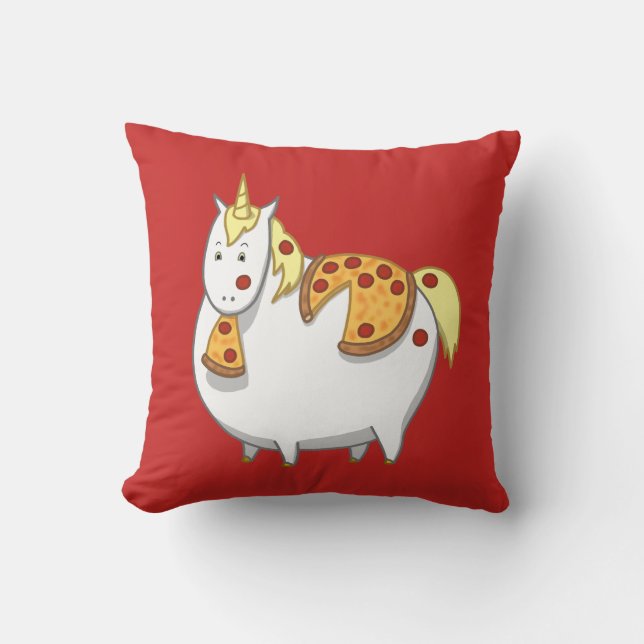 Coussin Amusant gras Unicorne Manger Pepperoni Pizza (Recto)