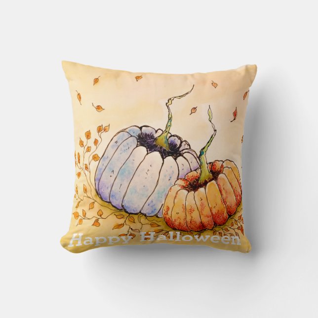 Coussin Amusant Happy Halloween Citrouille Jeu d'oreiller (Recto)
