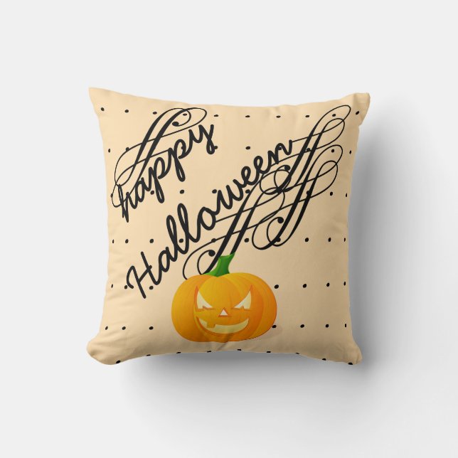 Coussin Amusant Joy Halloween Citrouille Tourbillon Points (Recto)