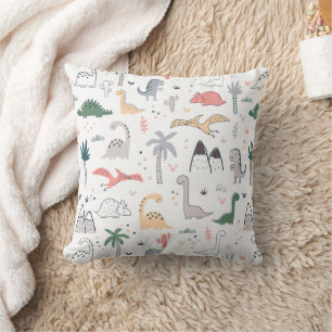 Coussin Amusant Pastel Dinosaur Motif de scène