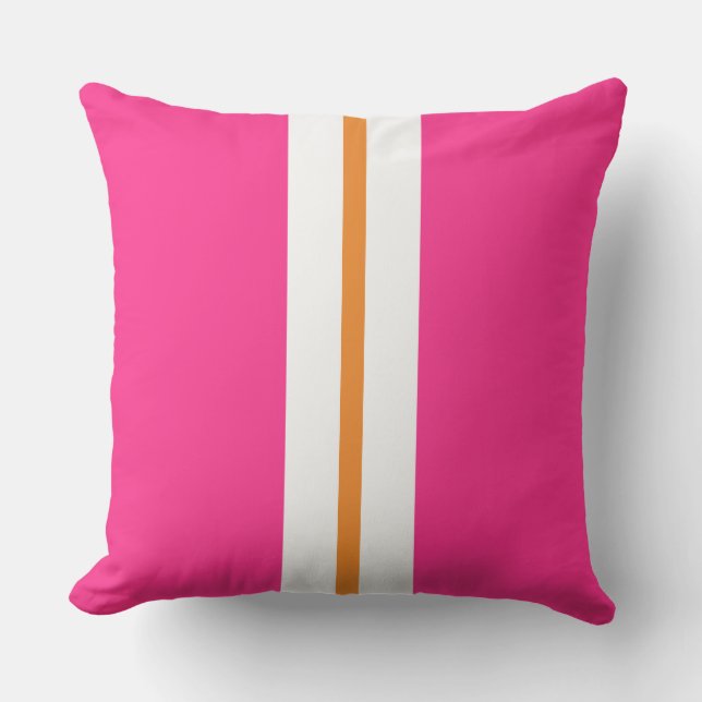 Coussin Amusant rose pâle mince orange blanc rayures de co (Recto)