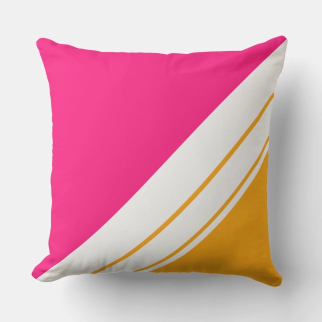 Coussin Amusant rose vif jaune orange blanc rayures de cou (Recto)