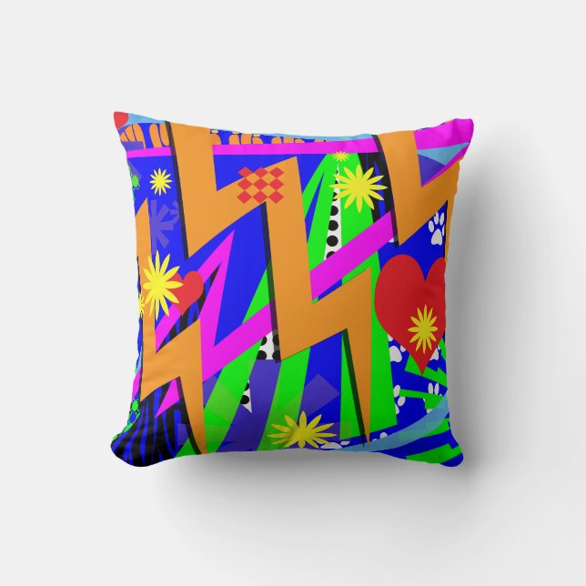 Coussin Amusant sauvage Neon Explosion conception de retou (Recto)