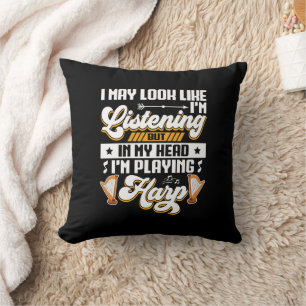 Coussin Amusante écoute dans ma tête Je joue à la harpe